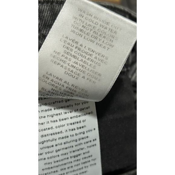 Good American Womens Darted Distressed High Waist Black Straight Jeans 8/29 - Picture 12 of 12